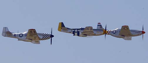 North
American P-51D Mustang NL50FS La Pisolera, P-51D Mustang N151MW Lady Alice, and P-51D Mustang N251BP Buzzin Cuzzin